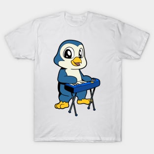 Cartoon penguin playing keyboard T-Shirt